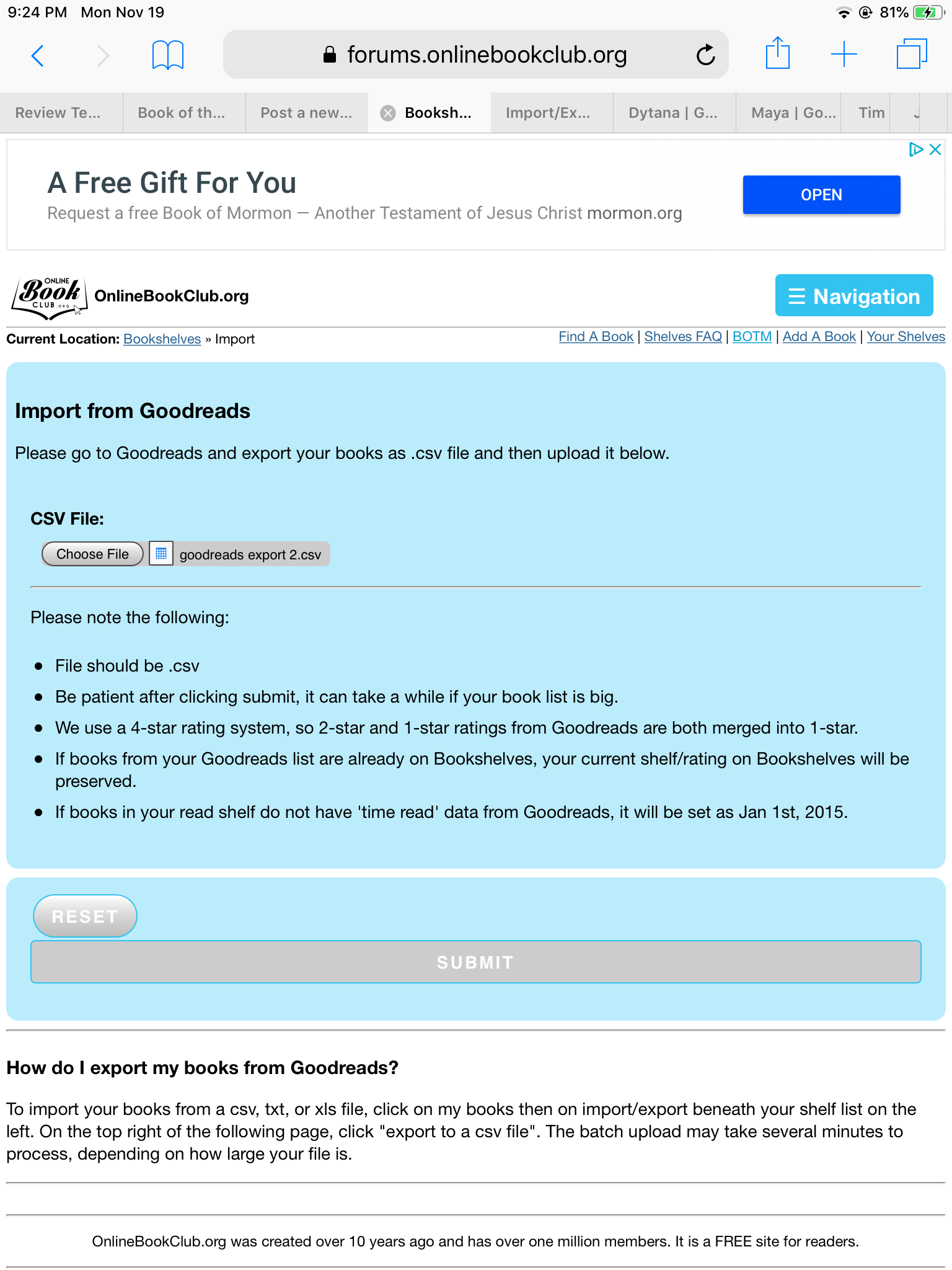 Screenshot showing the file is.csv